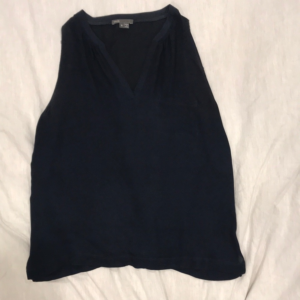 Vince Navy Silk Blouse